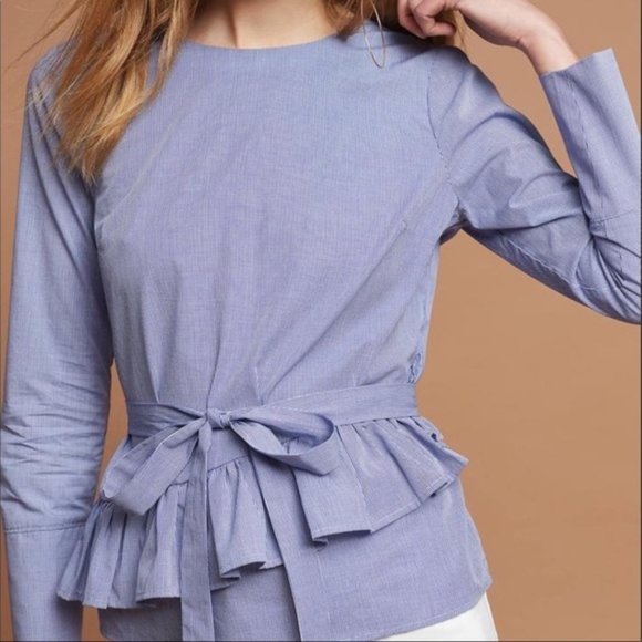 Anthropologie Tops - ANTHROPOLOGIE MAEVE Ramona Gingham Ruffle Blouse